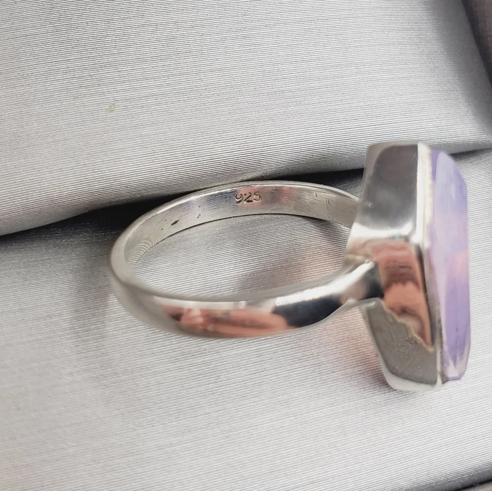 925 Sterling Silver Ring Faceted Lavender Glow Ring – Modern Witchy Minimalist